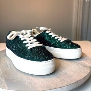 Betsey Johnson SB Women's Sidny Green Rhinestone Platform Sneakers - Size 7M